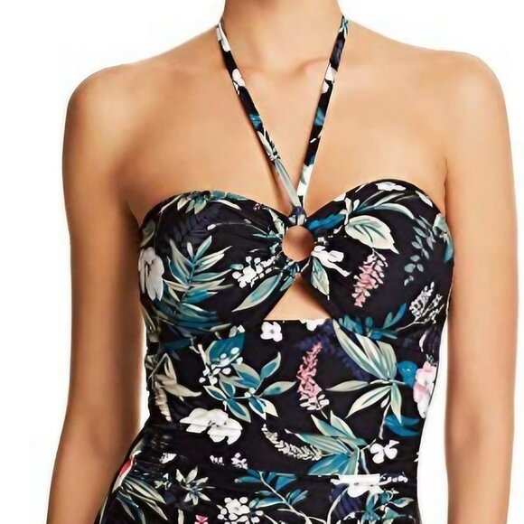Kate Spade NY Women's Playa Carmen Bandeau Halter One-Piece Swimsuit Black - Picture 1 of 9